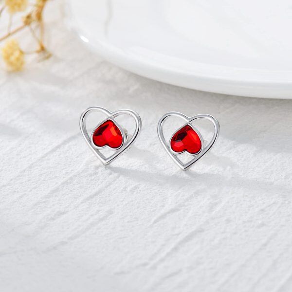 Sterling Silver Heart Earrings-2