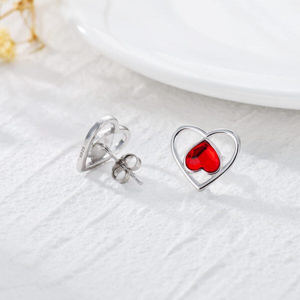 Sterling Silver Heart Earrings-3