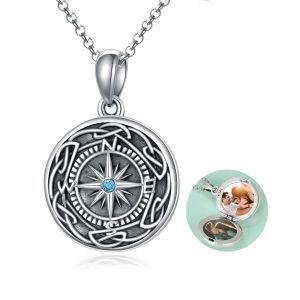 Sterling Silver Compass Necklace-0