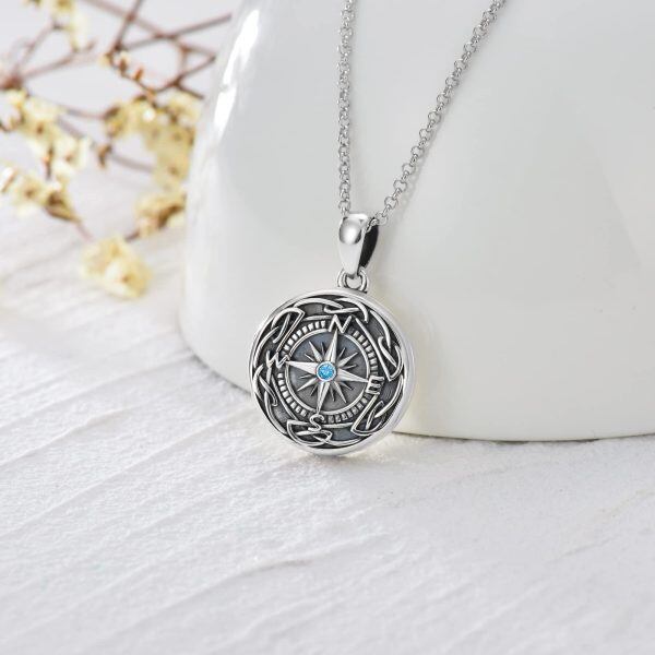 Sterling Silver Compass Necklace-1