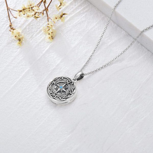 Sterling Silver Compass Necklace-2