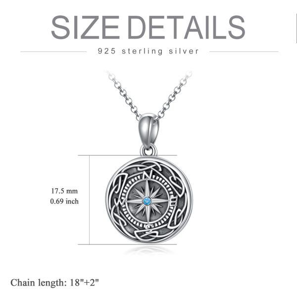 Sterling Silver Compass Necklace-3