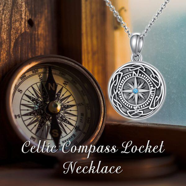 Sterling Silver Compass Necklace-5