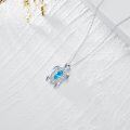 wholesale 925 Sterling Silver Blue CZ Sea Turtle Pendant Necklace for Women-0-2