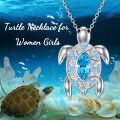 wholesale 925 Sterling Silver Blue CZ Sea Turtle Pendant Necklace for Women-0-5