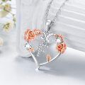 wholesale 925 Sterling Silver Rose Heart Initial Letter Pendant Necklace for Women Valentine's Day Gifts Mothers Day Christmas Birthday Jewelry Mom Wife Girlfriend-0-2