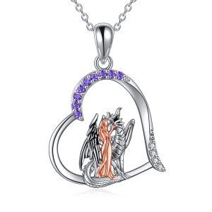 Sterling Silver Dragon And Girl Necklace-0