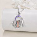 wholesale 925 Sterling Silver Purple Crystal Dragon and Girl Heart Pendant Necklace for Women-0-2