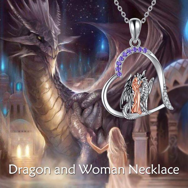 Sterling Silver Dragon And Girl Necklace-5