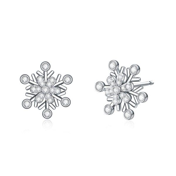 Sterling Silver Snowflake Earrings-0