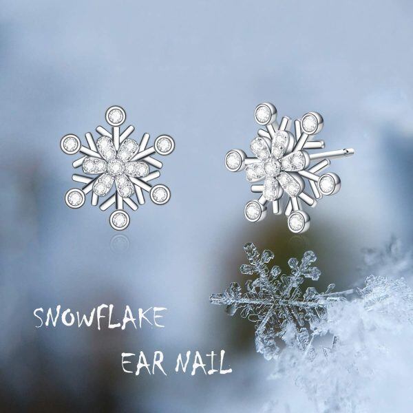 Sterling Silver Snowflake Earrings-2