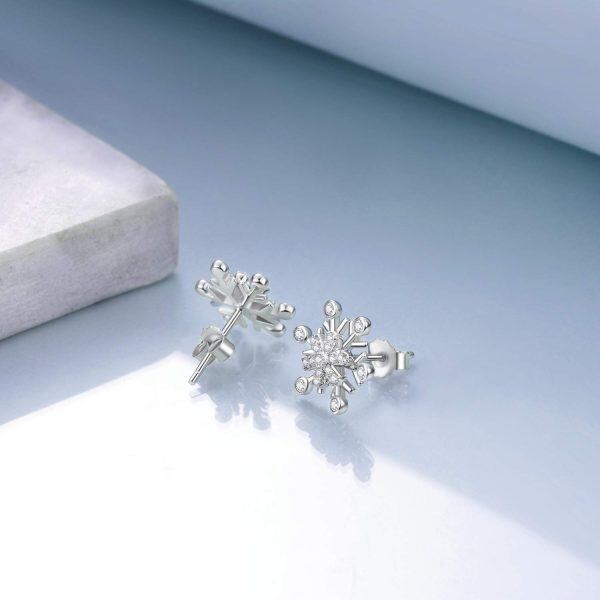 Sterling Silver Snowflake Earrings-3