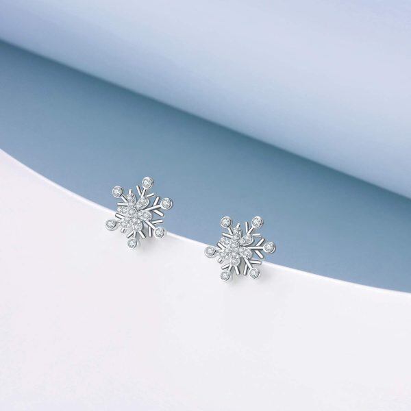 Sterling Silver Snowflake Earrings-4