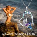 wholesale 925 Sterling Silver Mermaid Heart Pendant Necklace with Moon and Stars Design for Women-0-4