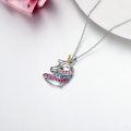 wholesale 925 Sterling Silver Pink Blue Crystal Rainbow Unicorn Pendant Necklaces for Girls Women's Gifts Birthdays Christmas Jewelry Accessories-0-8