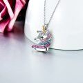 wholesale 925 Sterling Silver Pink Blue Crystal Rainbow Unicorn Pendant Necklaces for Girls Women's Gifts Birthdays Christmas Jewelry Accessories-0-7