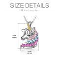 wholesale 925 Sterling Silver Pink Blue Crystal Rainbow Unicorn Pendant Necklaces for Girls Women's Gifts Birthdays Christmas Jewelry Accessories-0-9