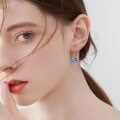 wholesale 925 Sterling Silver Blue Crystal Heart Drop Earrings for Women-0-1