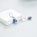 wholesale 925 Sterling Silver Blue Crystal Heart Drop Earrings for Women-0-5