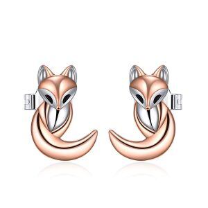 Sterling Silver Fox Earrings-0