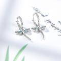 wholesale 925 Sterling Silver Blue Crystal Dragonfly Dangle Earrings for Women-0-1