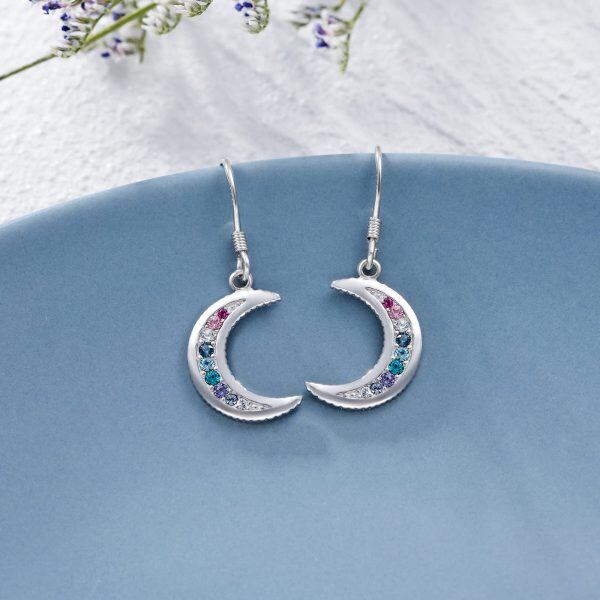 Sterling Silver Moon Earrings-2