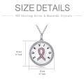 wholesale 925 Sterling Silver Pink Crystal Ribbon Survivor Pendant Necklace for Breast & Ovarian Cancer Awareness-0-1