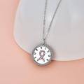 wholesale 925 Sterling Silver Pink Crystal Ribbon Survivor Pendant Necklace for Breast & Ovarian Cancer Awareness-0-3