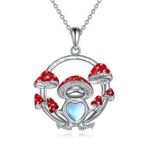 Sterling Silver Mushroom Frog Necklace-0