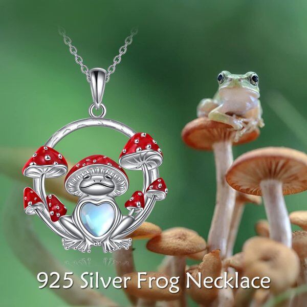 Sterling Silver Mushroom Frog Necklace-3