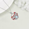 wholesale 925 Sterling Silver Red Mushroom Heart Moonstone Frog Pendant Necklace for Women-0-5