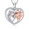 wholesale 925 Sterling Silver 925 Wolf Girl Heart Pendant Necklace for Women-0-0