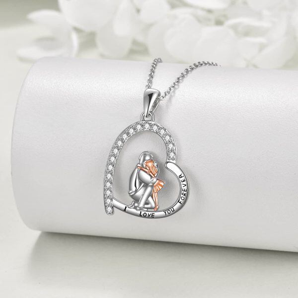 Sterling Silver Father Daughter Heart Necklace-2