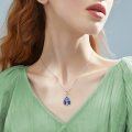 wholesale 925 Sterling Silver Blue Enamel Tree of Life Teardrop Pendant Necklace for Women-0-1