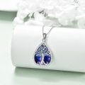 wholesale 925 Sterling Silver Blue Enamel Tree of Life Teardrop Pendant Necklace for Women-0-2
