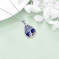 wholesale 925 Sterling Silver Blue Enamel Tree of Life Teardrop Pendant Necklace for Women-0-3