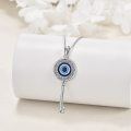 wholesale 925 Sterling Silver Blue Evil Eye Key Pendant Necklace for Women Girls-0-1