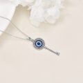 wholesale 925 Sterling Silver Blue Evil Eye Key Pendant Necklace for Women Girls-0-2