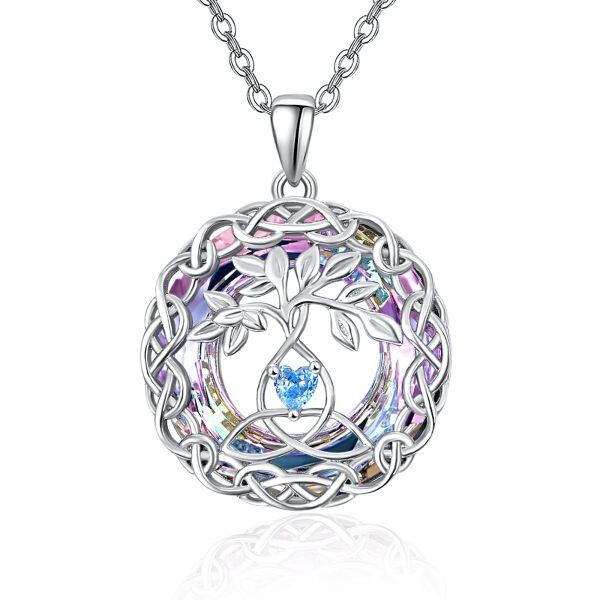 Sterling Silver Tree Of Life Heart Necklace-0