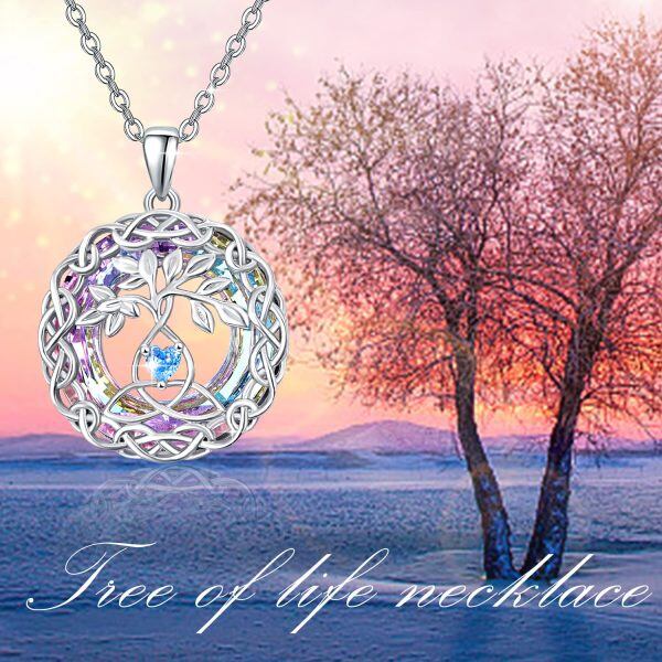 Sterling Silver Tree Of Life Heart Necklace-2