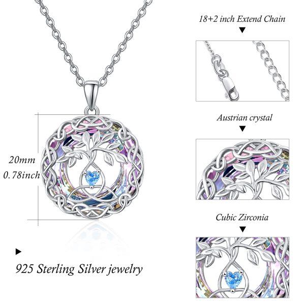 Sterling Silver Tree Of Life Heart Necklace-3