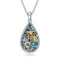 wholesale 925 Sterling Silver Abalone Shell Honeycomb Bee Pendant Necklace for Women-0-0