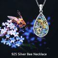wholesale 925 Sterling Silver Abalone Shell Honeycomb Bee Pendant Necklace for Women-0-5