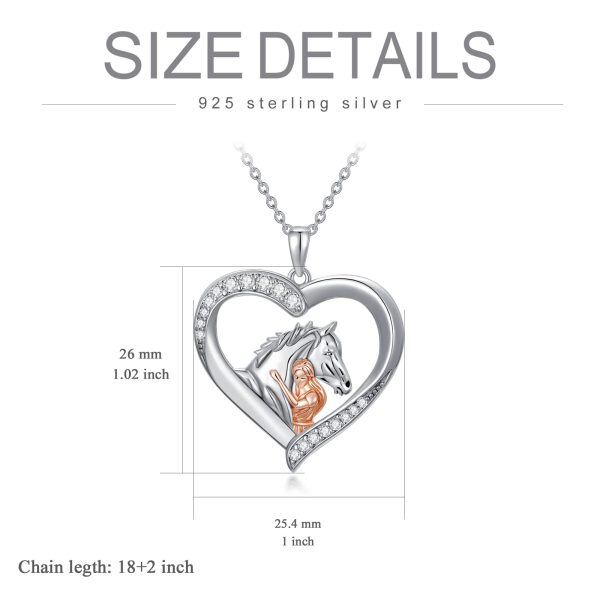 Sterling Silver Horse And Girl Heart Necklace-3