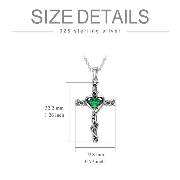 Sterling Silver Cross Heart Necklace-5