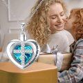 wholesale 925 Sterling Silver Purple Heart Cross Crystal Cremation Pendant Keepsake Jewelry with Always In My Heart Inscription and Funnel Included-0-7