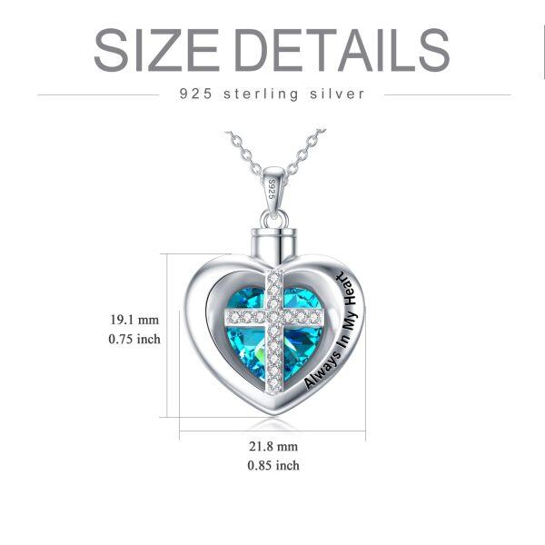 Sterling Silver Cross Heart Urn Necklace-2