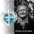 wholesale 925 Sterling Silver Purple Heart Cross Crystal Cremation Pendant Keepsake Jewelry with Always In My Heart Inscription and Funnel Included-0-12