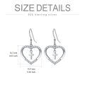 wholesale 925 Sterling Silver Heart Cross Dangle Earrings with Cubic Zirconia for Women-0-2