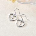 wholesale 925 Sterling Silver Heart Cross Dangle Earrings with Cubic Zirconia for Women-0-4